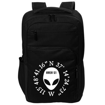 Area 51 Coordinates Ufo Alien Funny Impact Tech Backpack