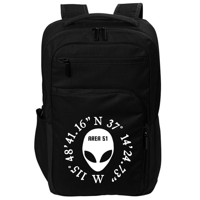 Area 51 Coordinates Ufo Alien Funny Impact Tech Backpack