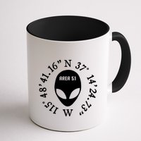 Area 51 Coordinates Ufo Alien Funny Mug