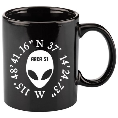 Area 51 Coordinates Ufo Alien Funny 11oz C Handle Ceramic Mug