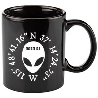 Area 51 Coordinates Ufo Alien Funny 11oz C Handle Ceramic Mug
