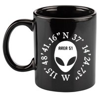 Area 51 Coordinates Ufo Alien Funny 11oz C Handle Ceramic Mug