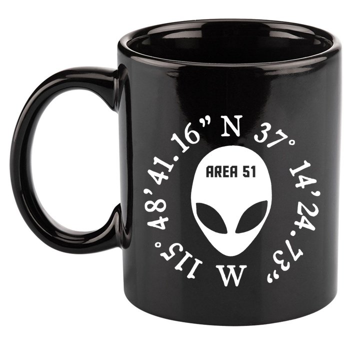 Area 51 Coordinates Ufo Alien Funny 11oz C Handle Ceramic Mug