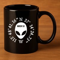 Area 51 Coordinates Ufo Alien Funny 11oz C Handle Ceramic Mug