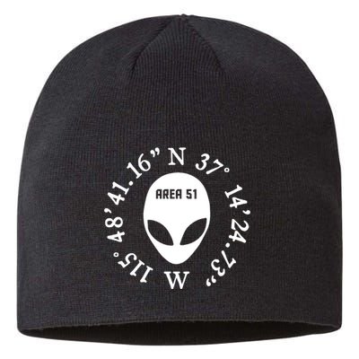 Area 51 Coordinates Ufo Alien Funny Sustainable Beanie