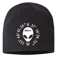 Area 51 Coordinates Ufo Alien Funny Sustainable Beanie