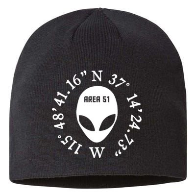 Area 51 Coordinates Ufo Alien Funny Sustainable Beanie