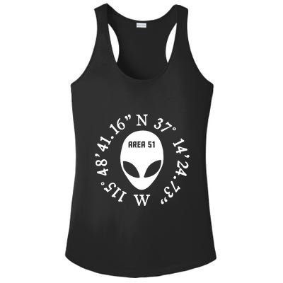 Area 51 Coordinates Ufo Alien Funny Ladies PosiCharge Competitor Racerback Tank