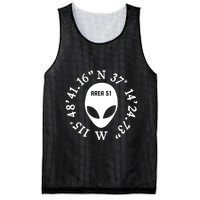 Area 51 Coordinates Ufo Alien Funny Mesh Reversible Basketball Jersey Tank