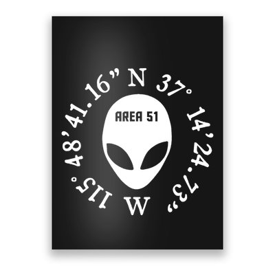 Area 51 Coordinates Ufo Alien Funny Poster