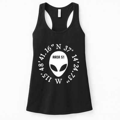 Area 51 Coordinates Ufo Alien Funny Womens Tank Top