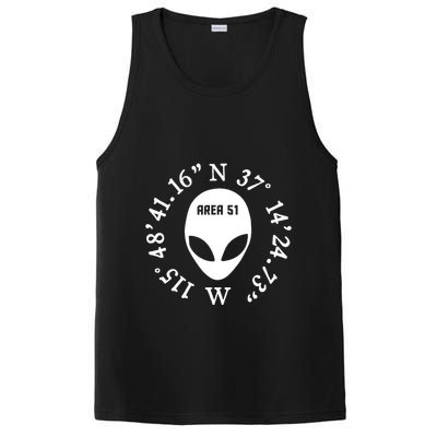 Area 51 Coordinates Ufo Alien Funny PosiCharge Competitor Tank