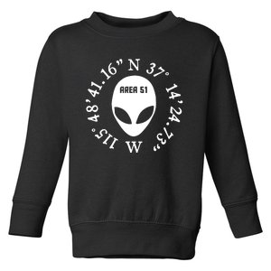 Area 51 Coordinates Ufo Alien Funny Toddler Sweatshirt