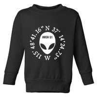 Area 51 Coordinates Ufo Alien Funny Toddler Sweatshirt