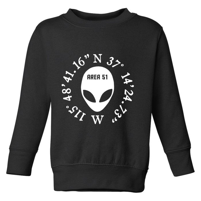 Area 51 Coordinates Ufo Alien Funny Toddler Sweatshirt
