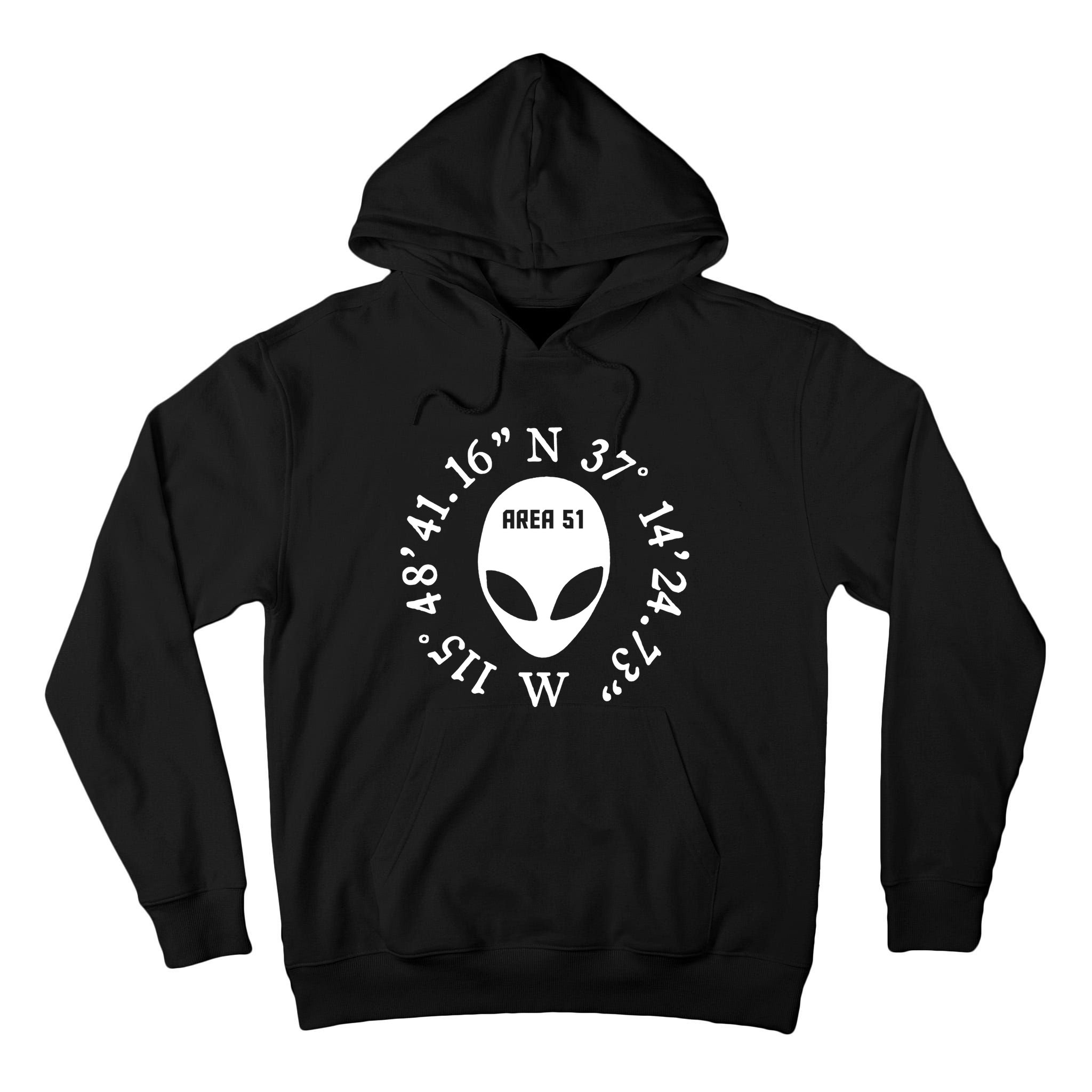 Area 51 Coordinates Ufo Alien Funny Tall Hoodie