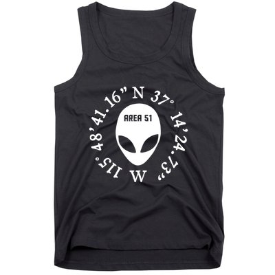 Area 51 Coordinates Ufo Alien Funny Tank Top