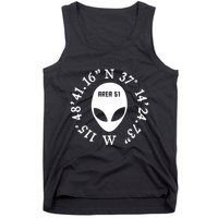 Area 51 Coordinates Ufo Alien Funny Tank Top