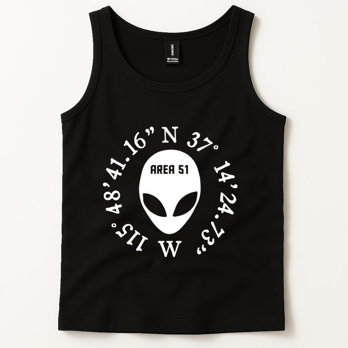 Area 51 Coordinates Ufo Alien Funny Tank Top