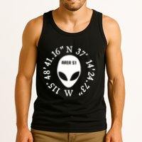 Area 51 Coordinates Ufo Alien Funny Tank Top
