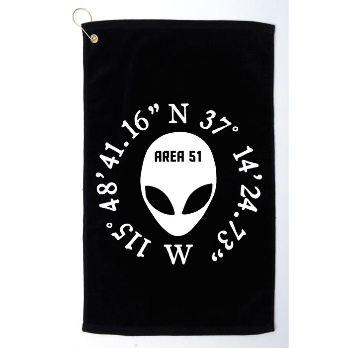 Area 51 Coordinates Ufo Alien Funny Golf Towel