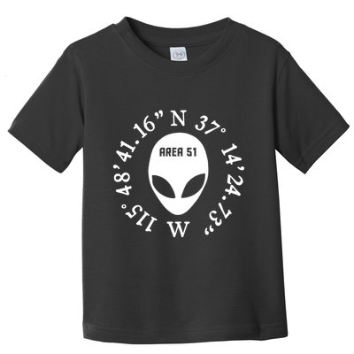 Area 51 Coordinates Ufo Alien Funny Toddler T-Shirt