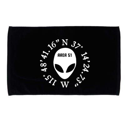 Area 51 Coordinates Ufo Alien Funny Microfiber Hand Towel