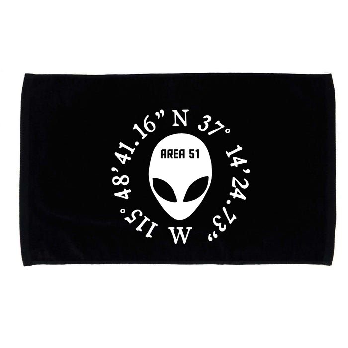 Area 51 Coordinates Ufo Alien Funny Microfiber Hand Towel