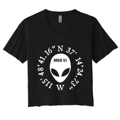 Area 51 Coordinates Ufo Alien Funny Crop Top