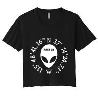 Area 51 Coordinates Ufo Alien Funny Crop Top