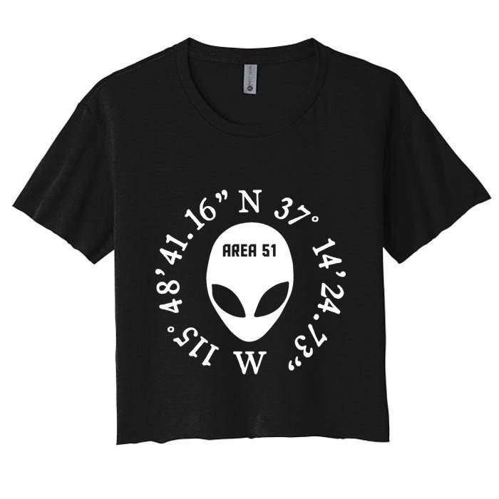 Area 51 Coordinates Ufo Alien Funny Crop Top