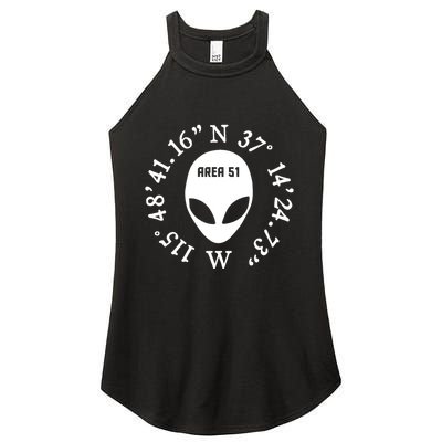 Area 51 Coordinates Ufo Alien Funny Women's Perfect Tri Rocker Tank