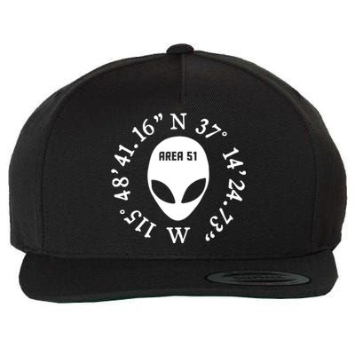 Area 51 Coordinates Ufo Alien Funny Wool Snapback Cap