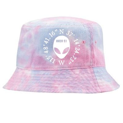 Area 51 Coordinates Ufo Alien Funny Tie-Dyed Bucket Hat