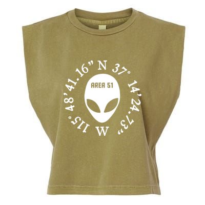 Area 51 Coordinates Ufo Alien Funny Garment-Dyed Women's Muscle Tee