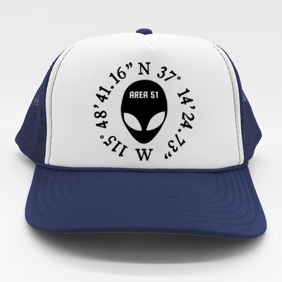 Area 51 Coordinates Ufo Alien Funny Trucker Hat