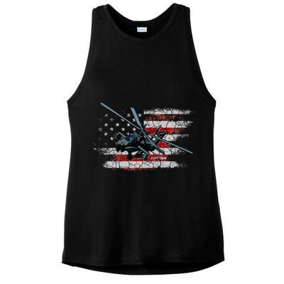 Ah 64 Apache Bringing In The Muscle Veteran Gifts Ladies PosiCharge Tri-Blend Wicking Tank