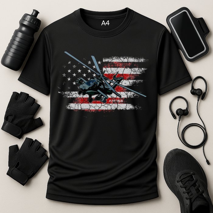 Ah 64 Apache Bringing In The Muscle Veteran Gifts Cooling Performance Crew T-Shirt