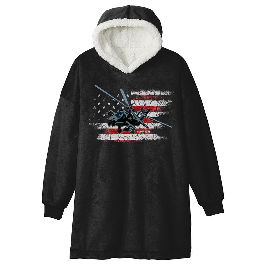 Ah 64 Apache Bringing In The Muscle Veteran Gifts Hooded Wearable Blanket