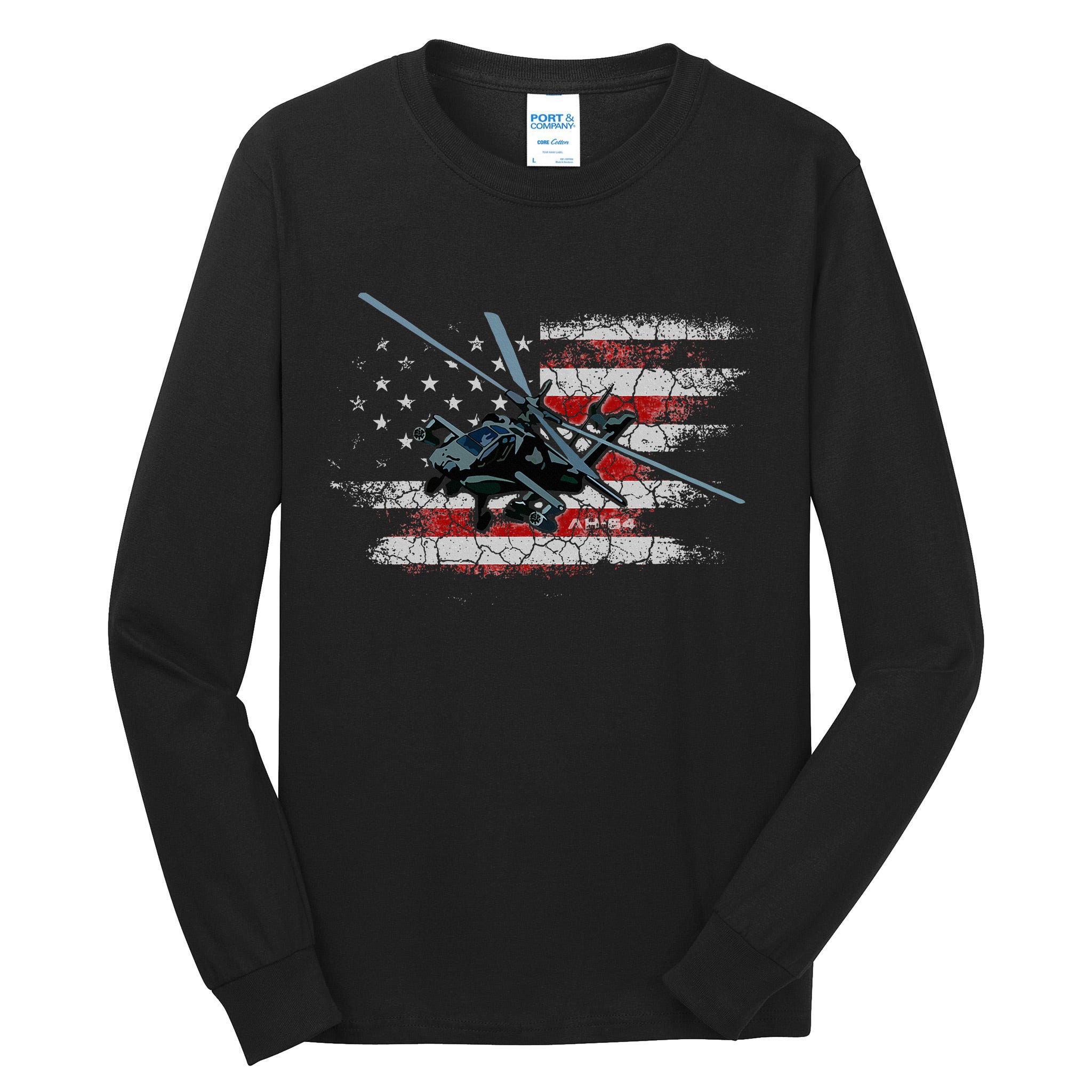Ah 64 Apache Bringing In The Muscle Veteran Gifts Tall Long Sleeve T-Shirt