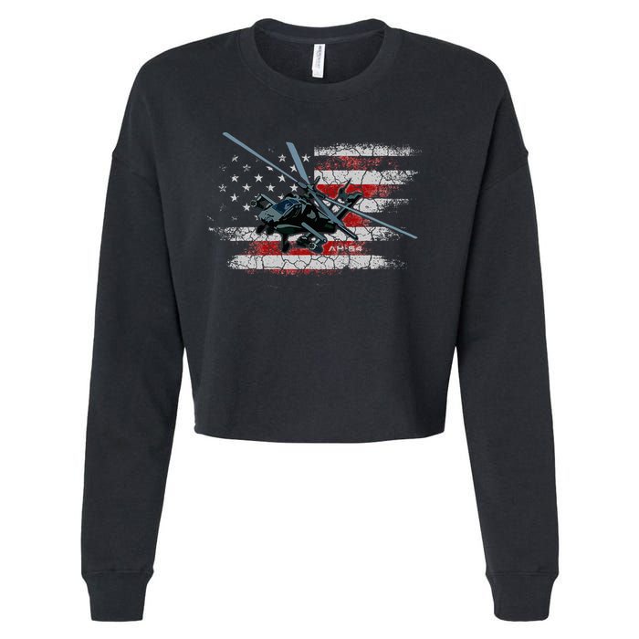 Ah 64 Apache Bringing In The Muscle Veteran Gifts Cropped Pullover Crew