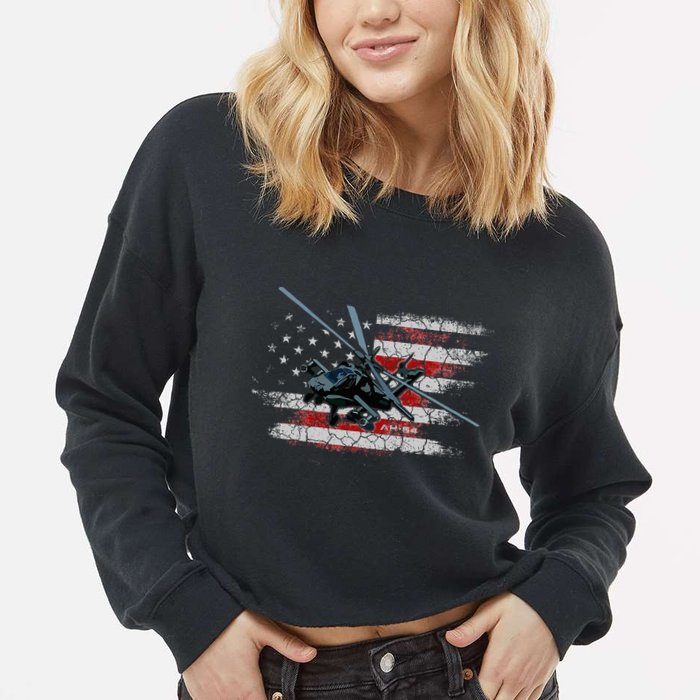 Ah 64 Apache Bringing In The Muscle Veteran Gifts Cropped Pullover Crew