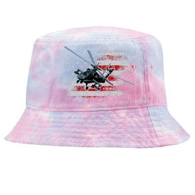 Ah 64 Apache Bringing In The Muscle Veteran Gifts Tie-Dyed Bucket Hat