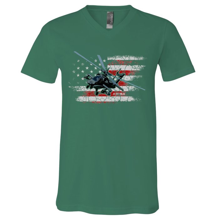 Ah 64 Apache Bringing In The Muscle Veteran Gifts V-Neck T-Shirt