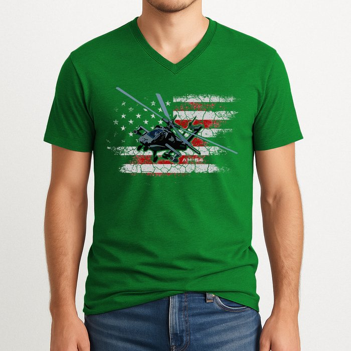 Ah 64 Apache Bringing In The Muscle Veteran Gifts V-Neck T-Shirt
