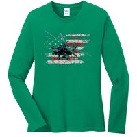 Ah 64 Apache Bringing In The Muscle Veteran Gifts Ladies Long Sleeve Shirt