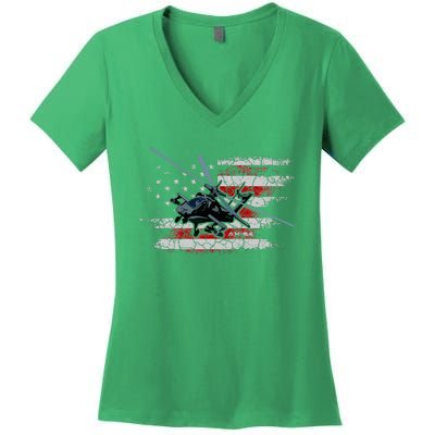 Ah 64 Apache Bringing In The Muscle Veteran Gifts Women's V-Neck T-Shirt