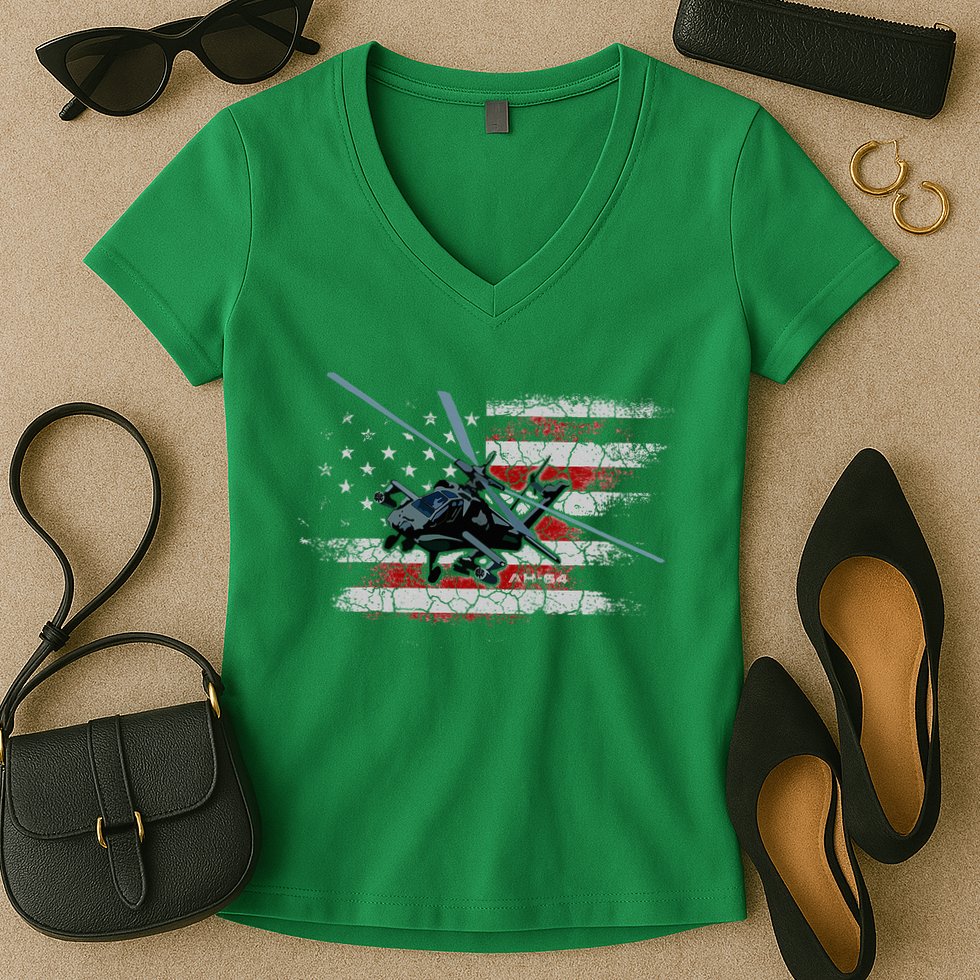 Ah 64 Apache Bringing In The Muscle Veteran Gifts Women's V-Neck T-Shirt