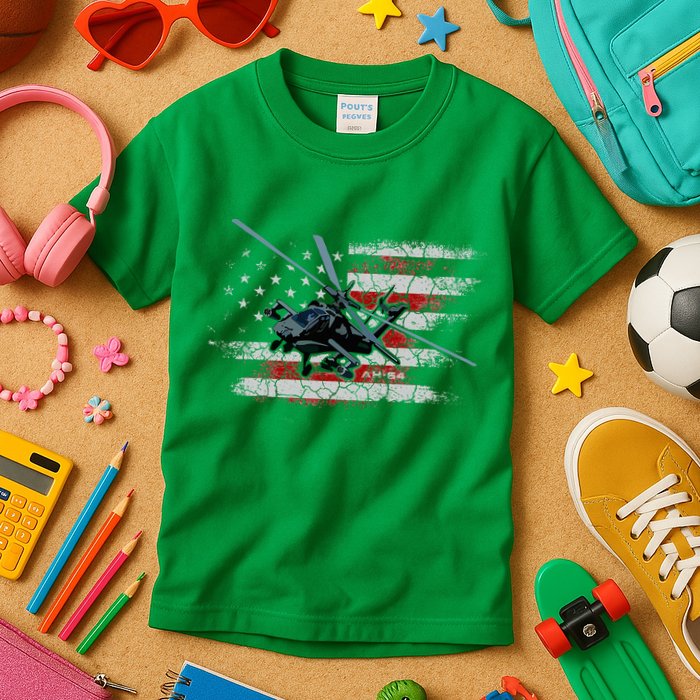 Ah 64 Apache Bringing In The Muscle Veteran Gifts Kids T-Shirt