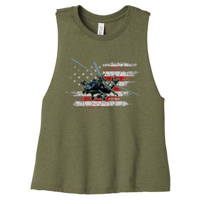 Ah 64 Apache Bringing In The Muscle Veteran Gifts Women's Racerback Cropped Tank